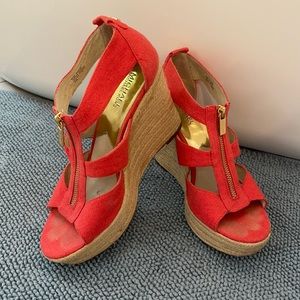 Michael Kors Coral Wedges. Gently Loved.